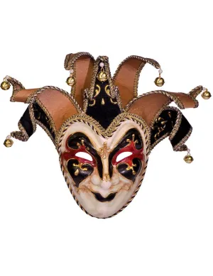 Deluxe Full Face Black Jester Masquerade Mask