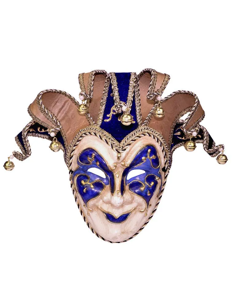 Deluxe Full Face Blue Jester Masquerade Mask