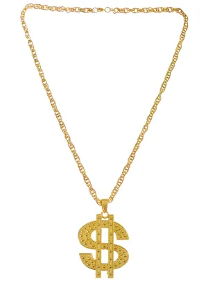 Deluxe Gold Dollar Necklace Gangster Costume Accessory