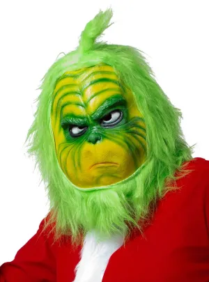Deluxe Green Latex Christmas Stealer Mask with Faux Fur