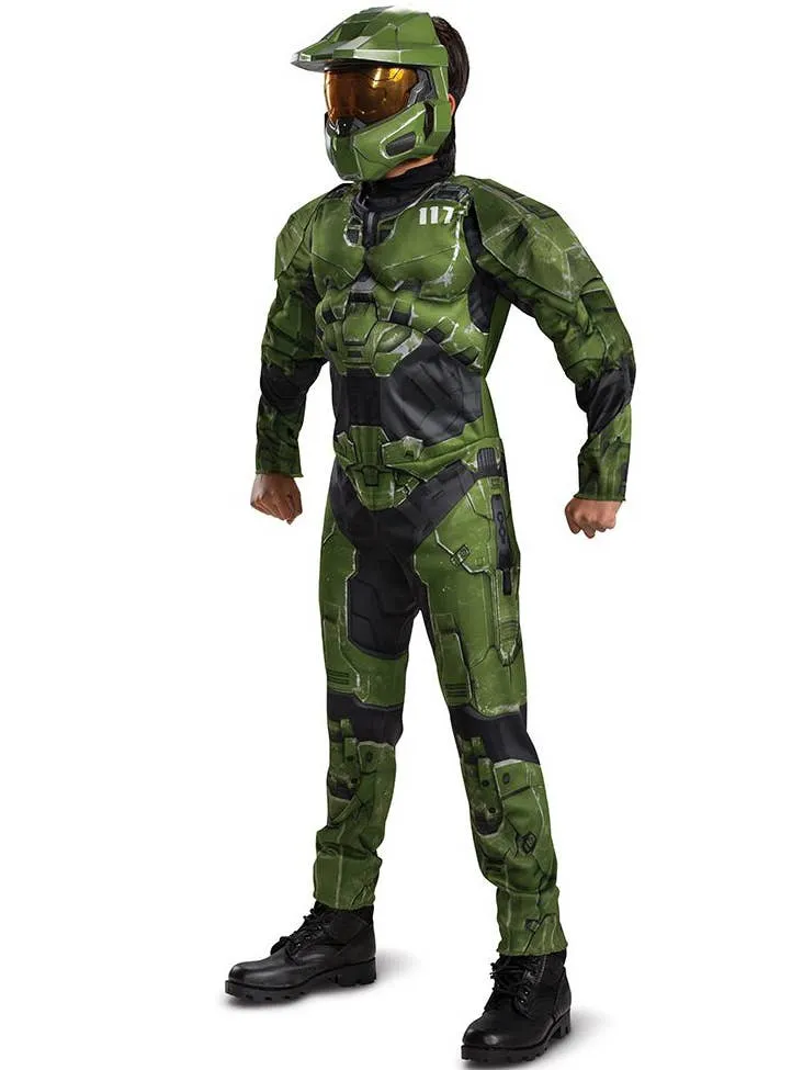 Deluxe Halo Master Chief Infinite Boys Muscle Chest Costume