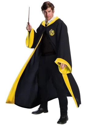 Deluxe Hufflepuff Mens Harry Potter Costume Robe with Hood