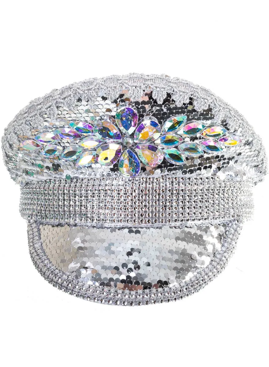 Deluxe Iridescent Silver Light Up Festival Hat