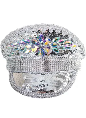 Deluxe Iridescent Silver Light Up Festival Hat