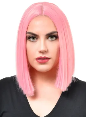 Deluxe Light Pink Womens Heat Resistant Bob Costume Wig