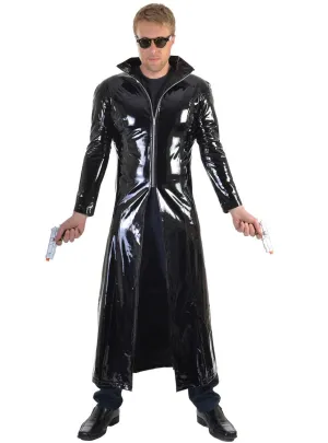 Deluxe Long Black Vinyl Mens Neo Matrix Costume