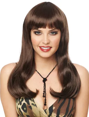 Deluxe Long Brown Womens Mistress Costume Wig