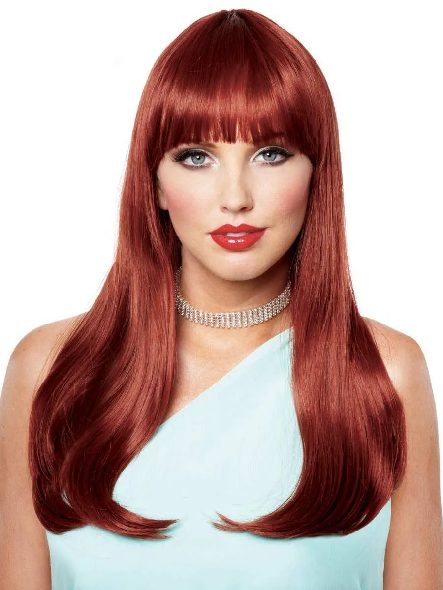Deluxe Long Red Mistress Womens Costume Wig