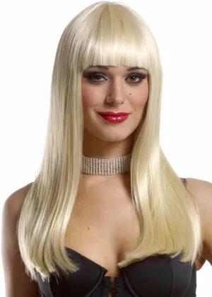 Deluxe Natural Blonde Womens Long Mistress  Costume Wig