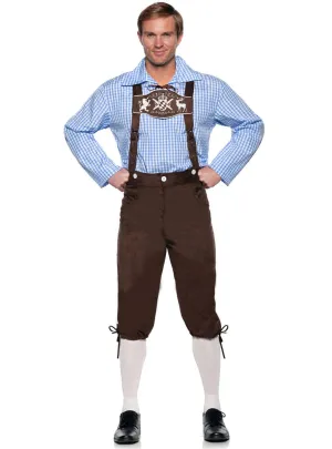 Deluxe Oktoberfest Mens Blue Lederhosen Costume