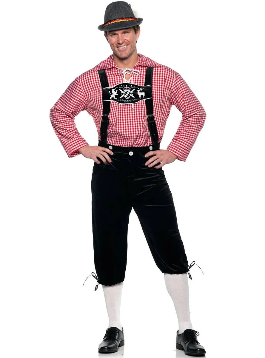 Deluxe Oktoberfest Mens Red Lederhosen Costume