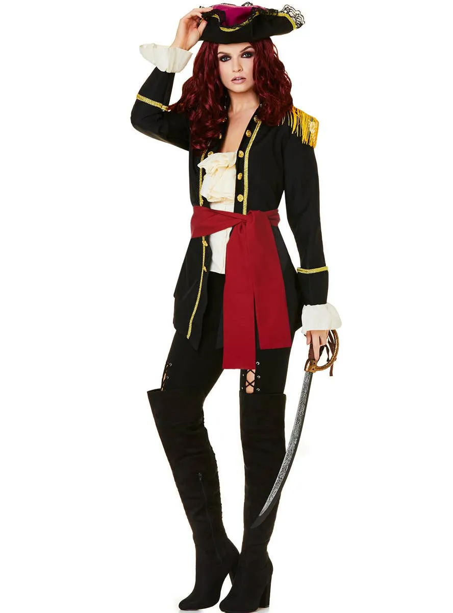 Deluxe Pirate Captain Womens Fancy Dress Costume