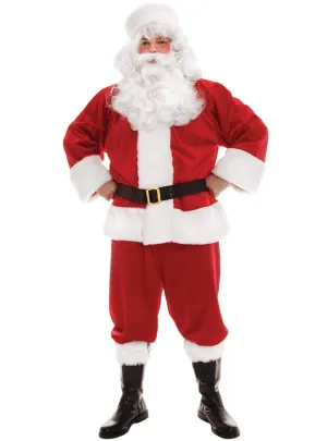 Deluxe Plush Red Santa Suit Mens Christmas Costume