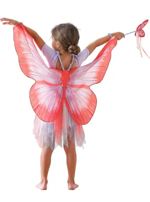 Deluxe Red Butterfly Girls Fabric Costume Wings
