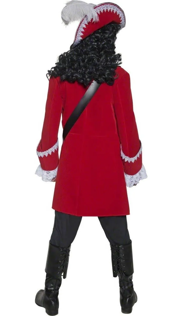 Deluxe Red Pirate Captain Mens Fancy Dress Costume