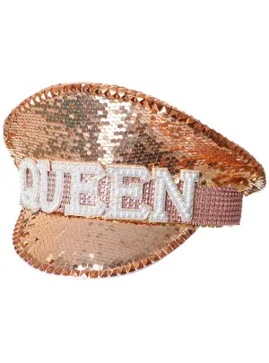 Deluxe Rose Gold Sequin Queen Festival Hat