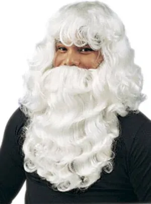 Deluxe Santa Claus White Costume Wig and Beard