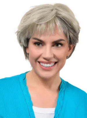 Deluxe Short Ash Blonde and Grey Blend Womens Costume Wig
