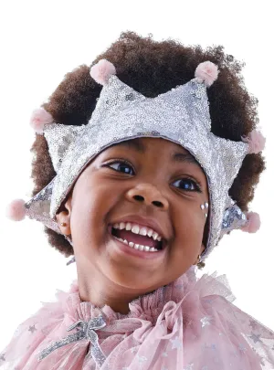 Deluxe Silver Sequined Girls Costume Crown