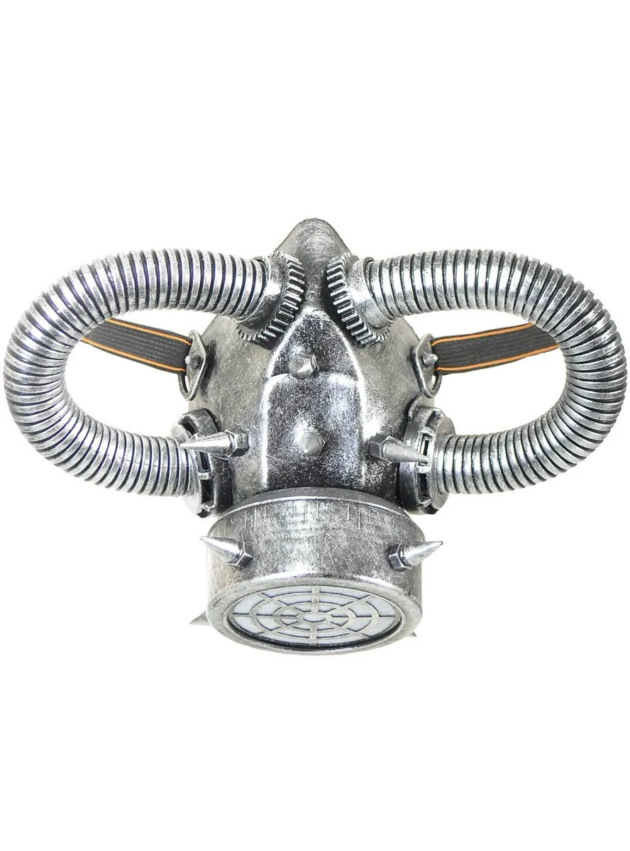 Deluxe Silver Steampunk Gas Mask with Tubes