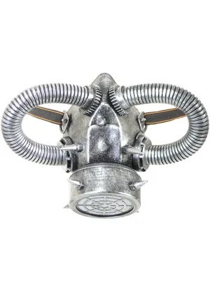 Deluxe Silver Steampunk Gas Mask with Tubes