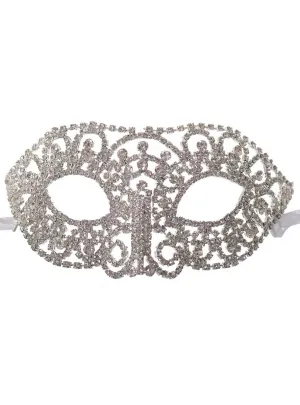 Deluxe Swirl Rhinestone Encrusted Womens Masquerade Mask