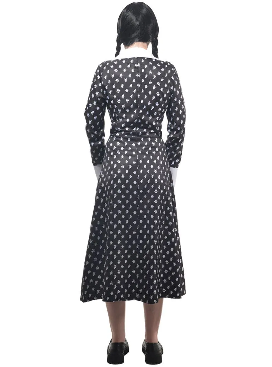 Deluxe Teen Girls Button Up Wednesday Addams Halloween Costume
