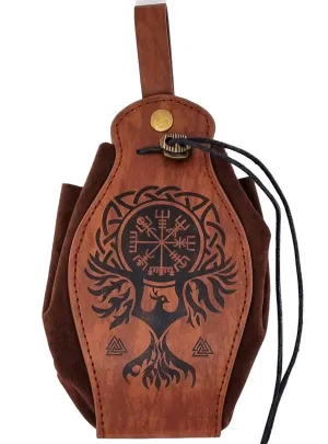 Deluxe Vegvisir and Phoenix Viking Costume Belt Pouch