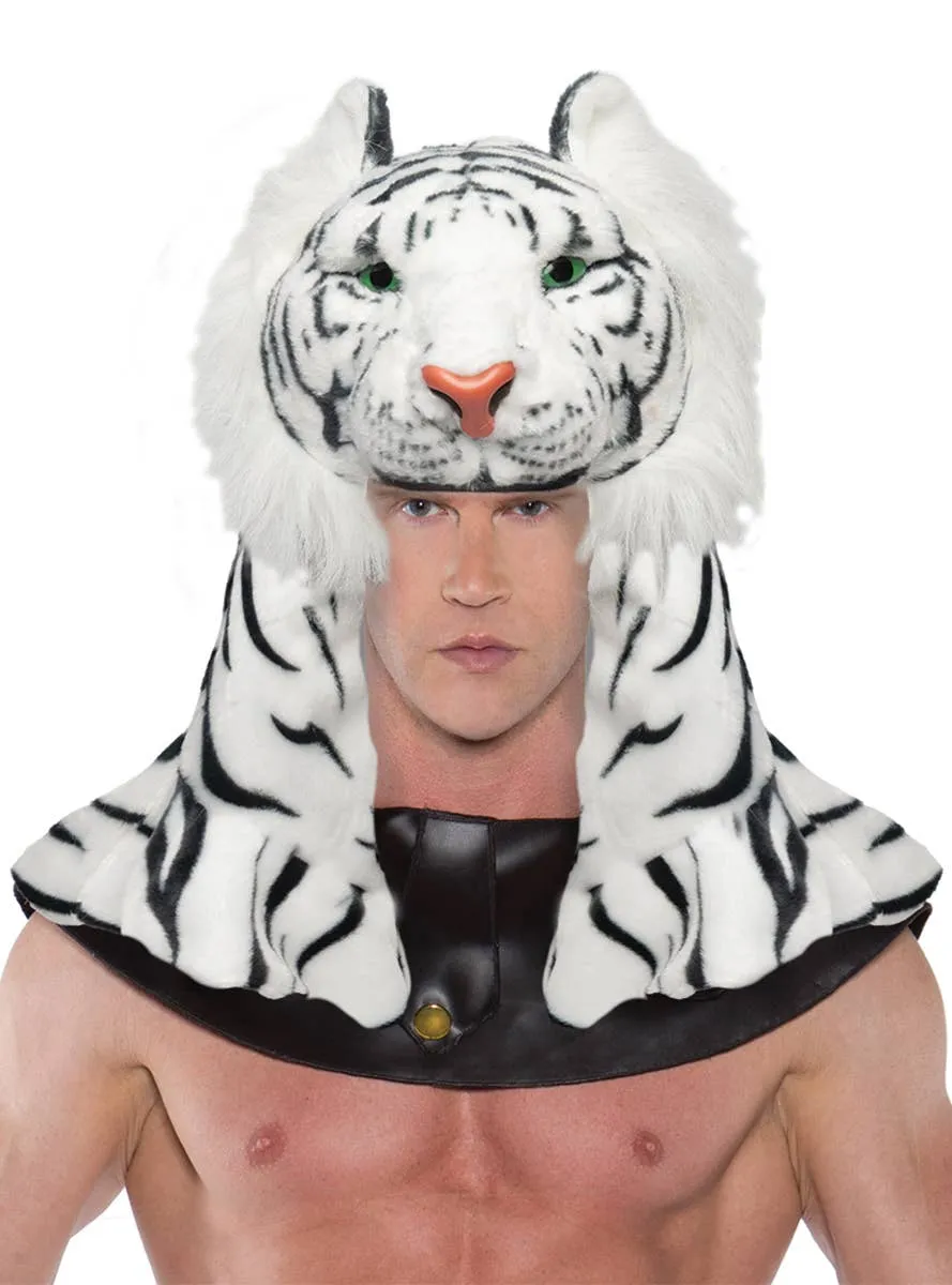 Deluxe White Tiger Head Piece Costume Accessory