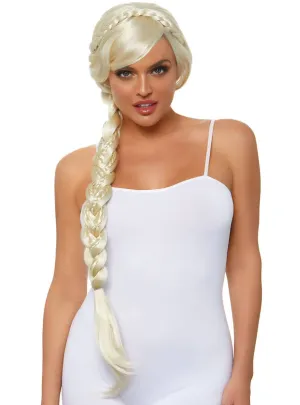 Deluxe Womens Long Blonde Braided Ponytail Costume Wig