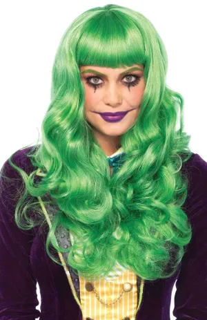 Deluxe Womens Long Green Curly Costume Wig