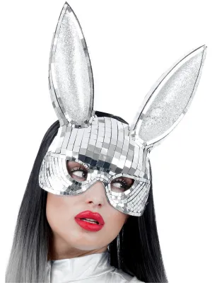 Deluxe Womens Shiny Silver Disco Bunny Costume Mask