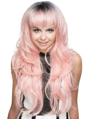 Deluxe Womens Uptown Girl Central Pink West Pastel Wig