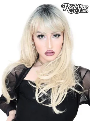 Deluxe Womens Uptown Girl Metropolitan Blonde Wig with Dark Roots