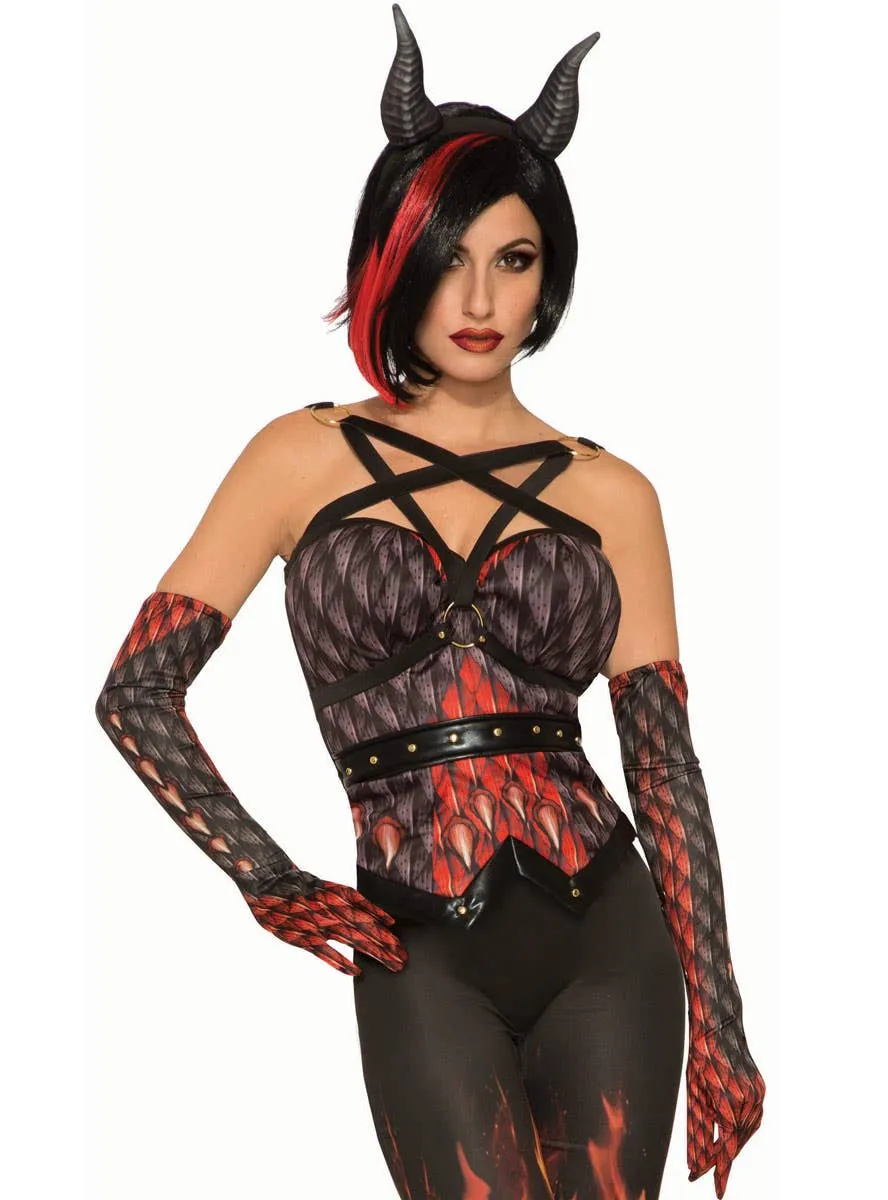 Demon Scale Print and Harness Halloween Costume Corset