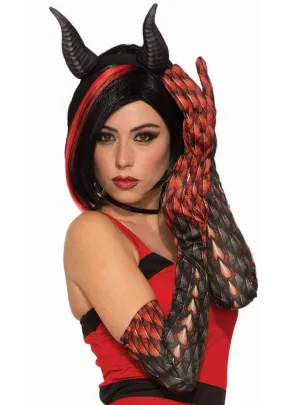 Demon Spikes and Scales Print Halloween Costume Gloves