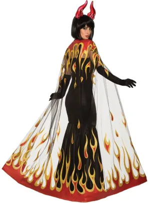 Demons and Devils Red Flame Costume Cape