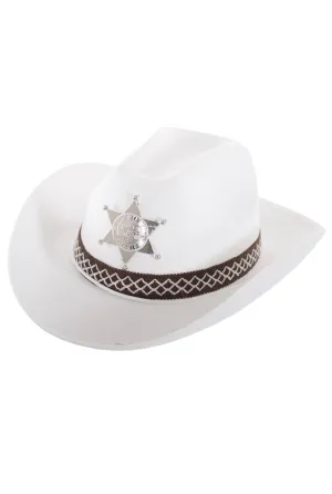 Deputy Sheriff Adults White Cowboy Costume Hat