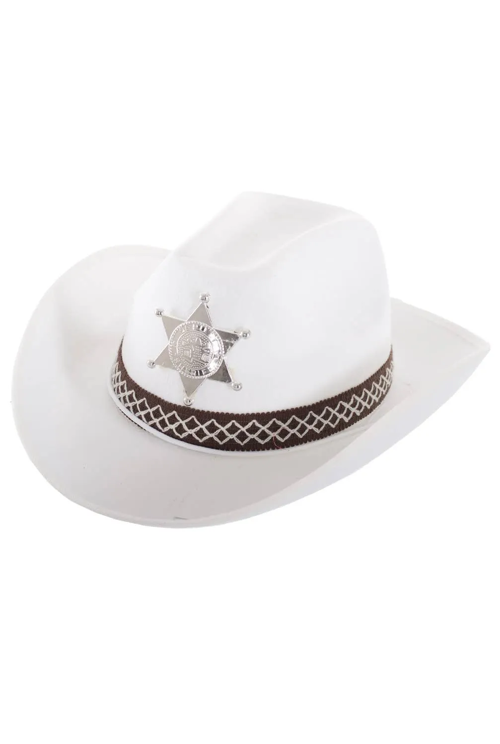 Deputy Sheriff Adults White Cowboy Costume Hat