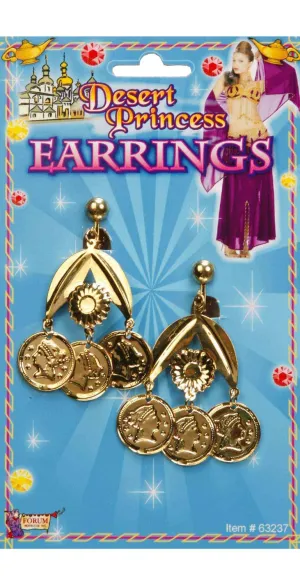 Desert Princess Ancient Egyptian Gold Dangle Coin Earrings