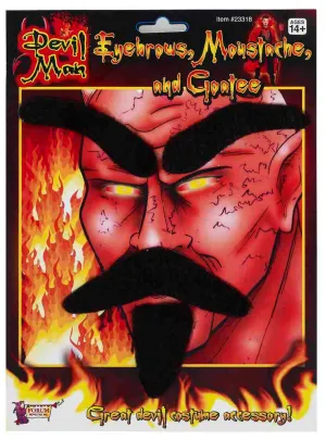 Devil Black Facial Hair Halloween Costume Accessory Set