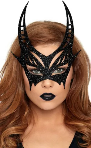 Devil Horns Glittery Black Masquerade Mask