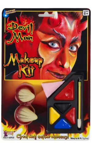 Devil Man Halloween Makeup Kit with Horns