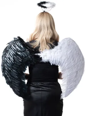 Devil Or Angel Black And White 80cm Feather Costume Wings