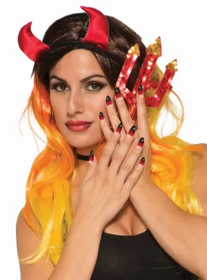 Devil Red and Black Ombre Stick On Costume Nails