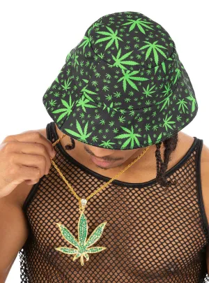 Diamante Green Hemp 90s Gold Costume Necklace