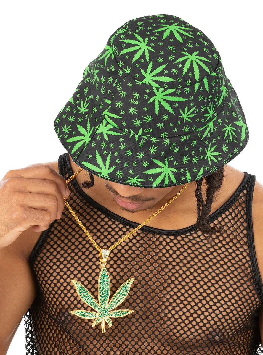 Diamante Green Hemp 90s Gold Costume Necklace