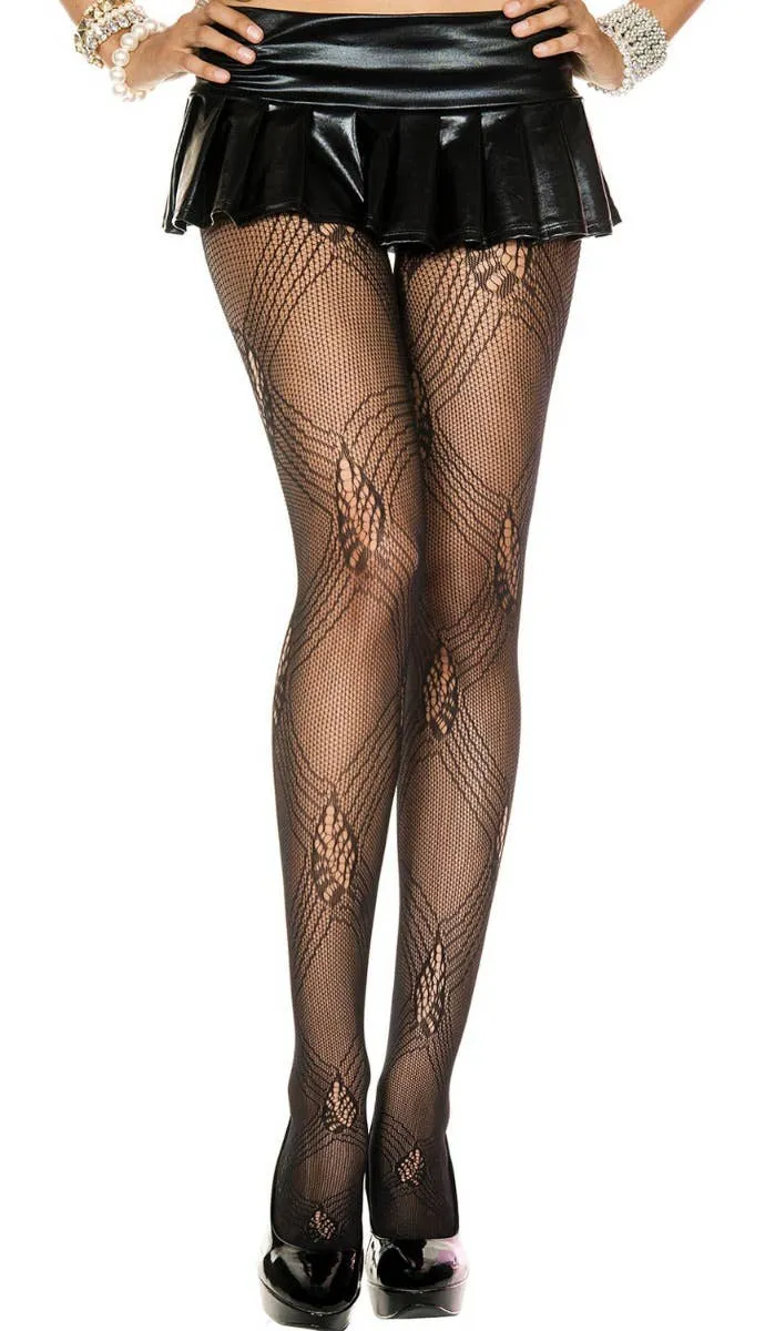 Diamond Black Lace Pattern Stockings