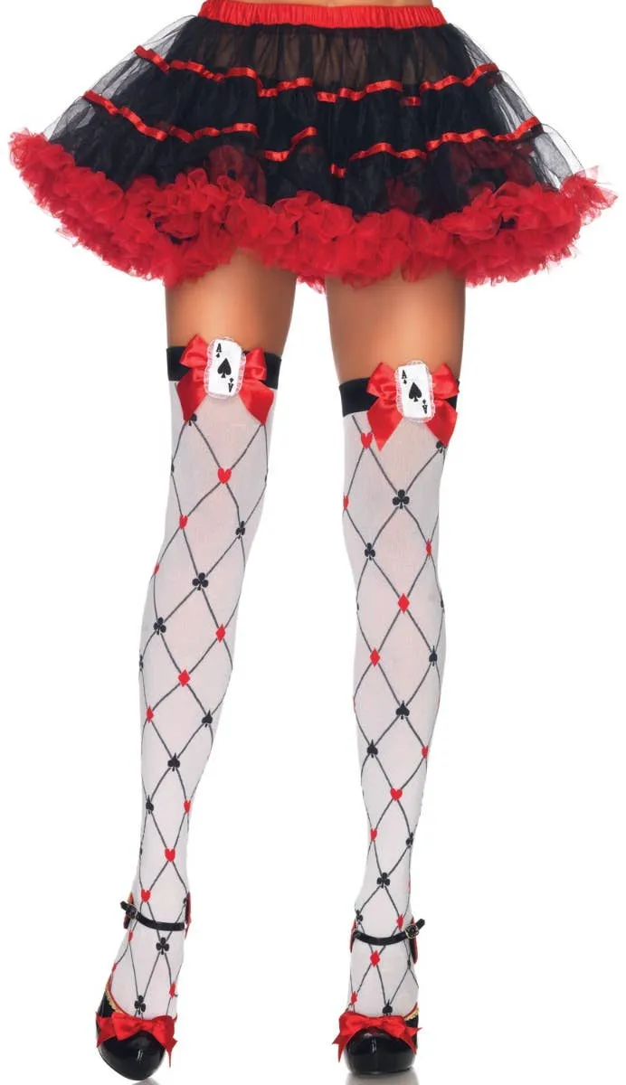Diamond Card Suit Thigh High Stockings