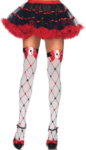 Diamond Card Suit Thigh High Stockings